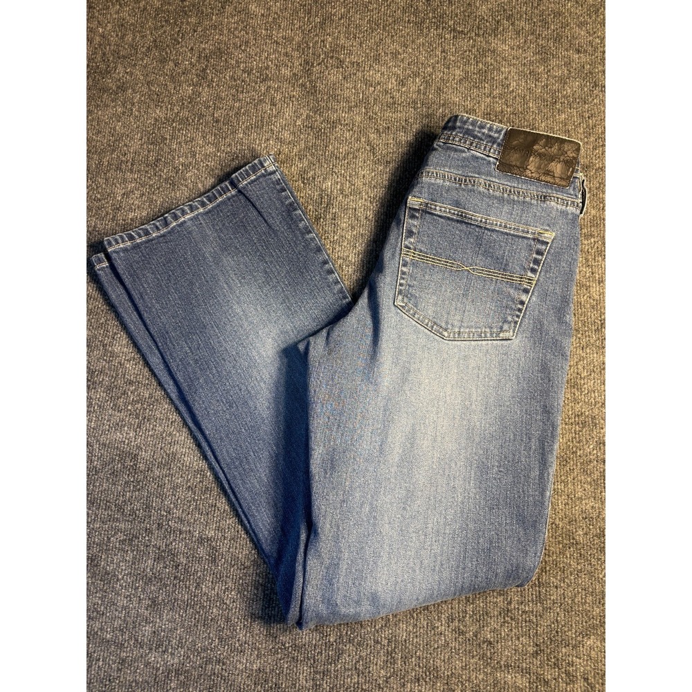 Express Bootcut Jeans Women's 7/8 Blue Denim Stretch Flat Front Faded Streetwear